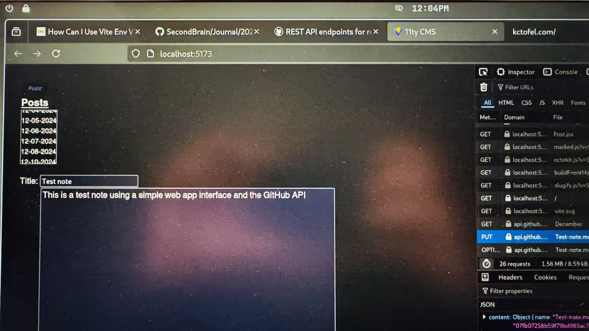 My web notes user interface