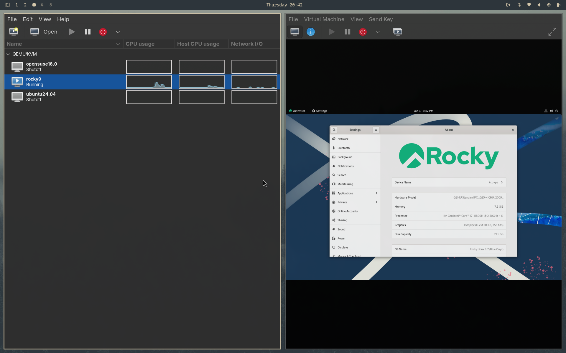 Linux disros in a VM