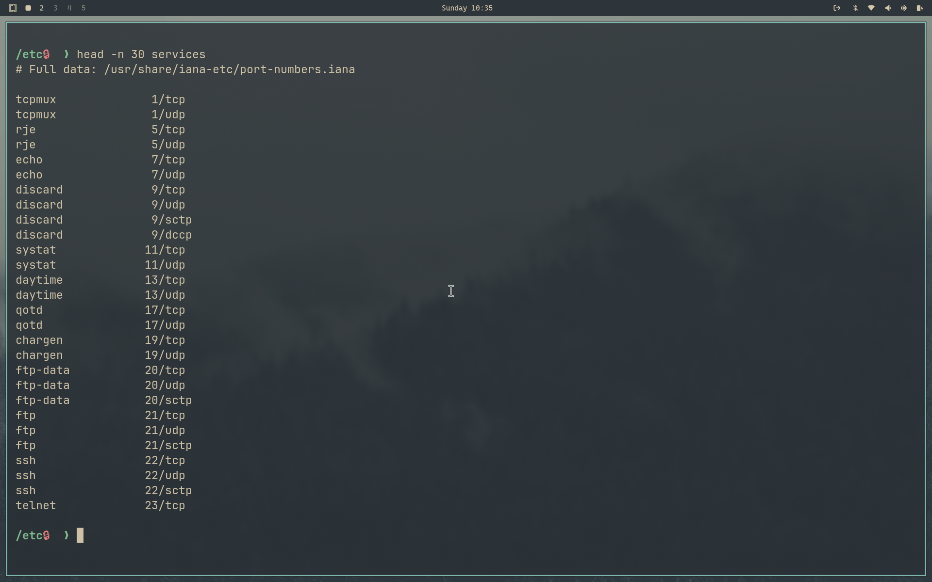 First 30 service ports listed in Arch